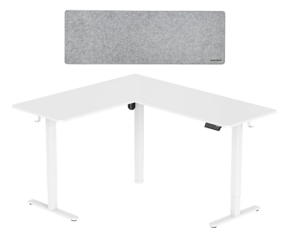 Biurko gamingowe Silver Monkey Biurko elektryczne ECD-300 white + DESK MAT XL Jasnoszara